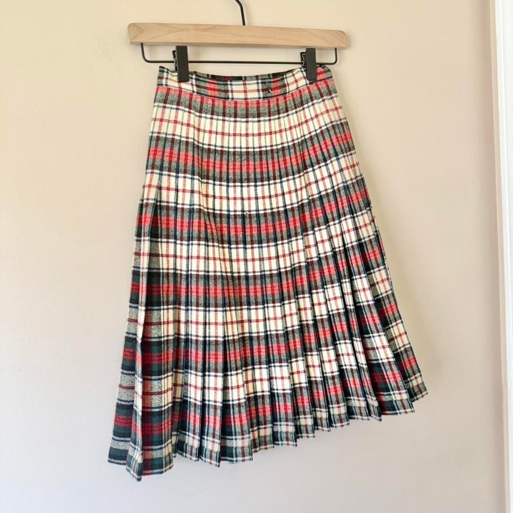1950s Pendleton Reversible Turnabout Skirt Plaid red white navy blue XXS